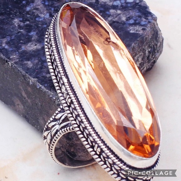 handcrafted Artesian Jewelry - Peach Quartz Heritage Design Ring